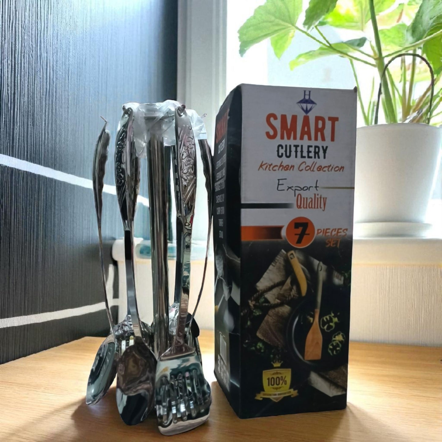 Durable 7-Piece Steel Kitchen Utensil Set – Rust-Proof Stainless Steel Metal Cooking Tools, Easy-Clean & Non-Toxic