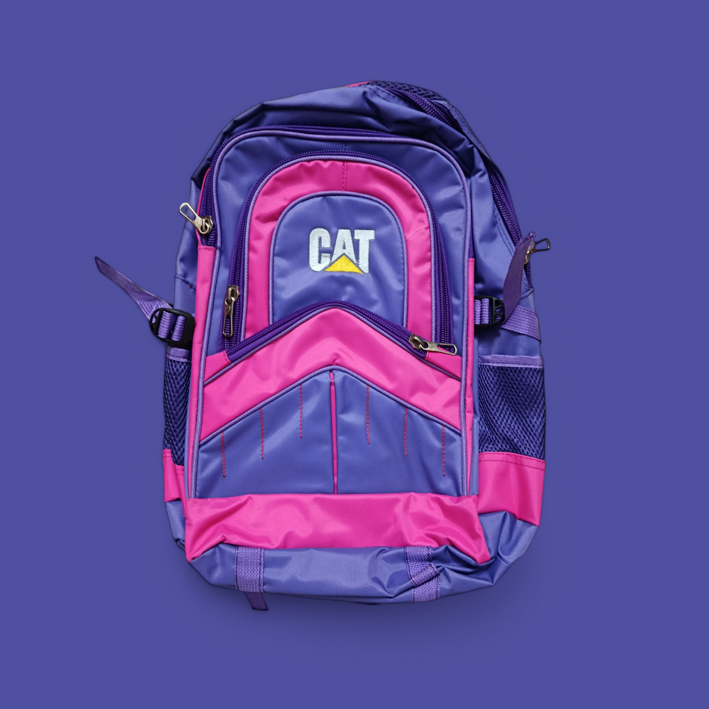 CAT Bold Two-Tone School Backpack - Durable Purple & Pink College Book Bag for Students, Travel, and Daily Use