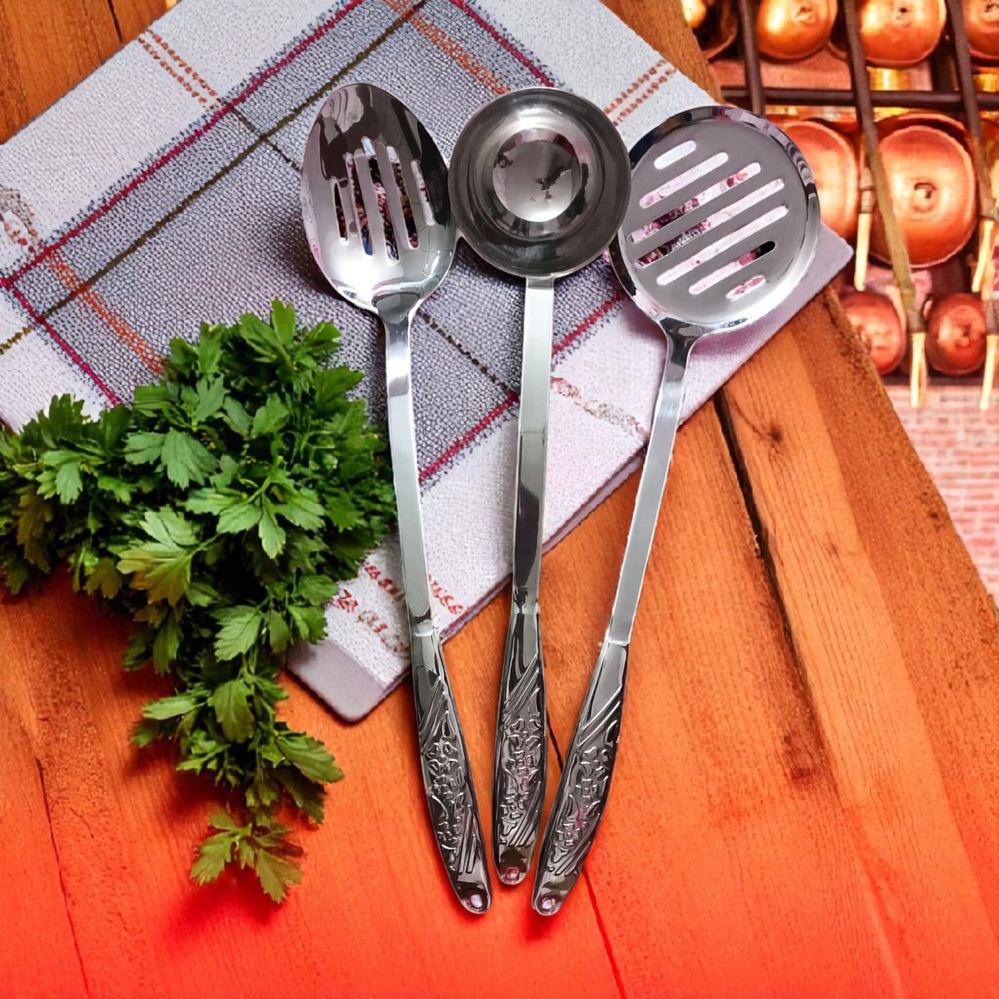 Durable 7-Piece Steel Kitchen Utensil Set – Rust-Proof Stainless Steel Metal Cooking Tools, Easy-Clean & Non-Toxic