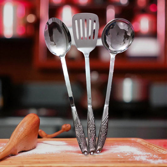 Durable 7-Piece Steel Kitchen Utensil Set – Rust-Proof Stainless Steel Metal Cooking Tools, Easy-Clean & Non-Toxic