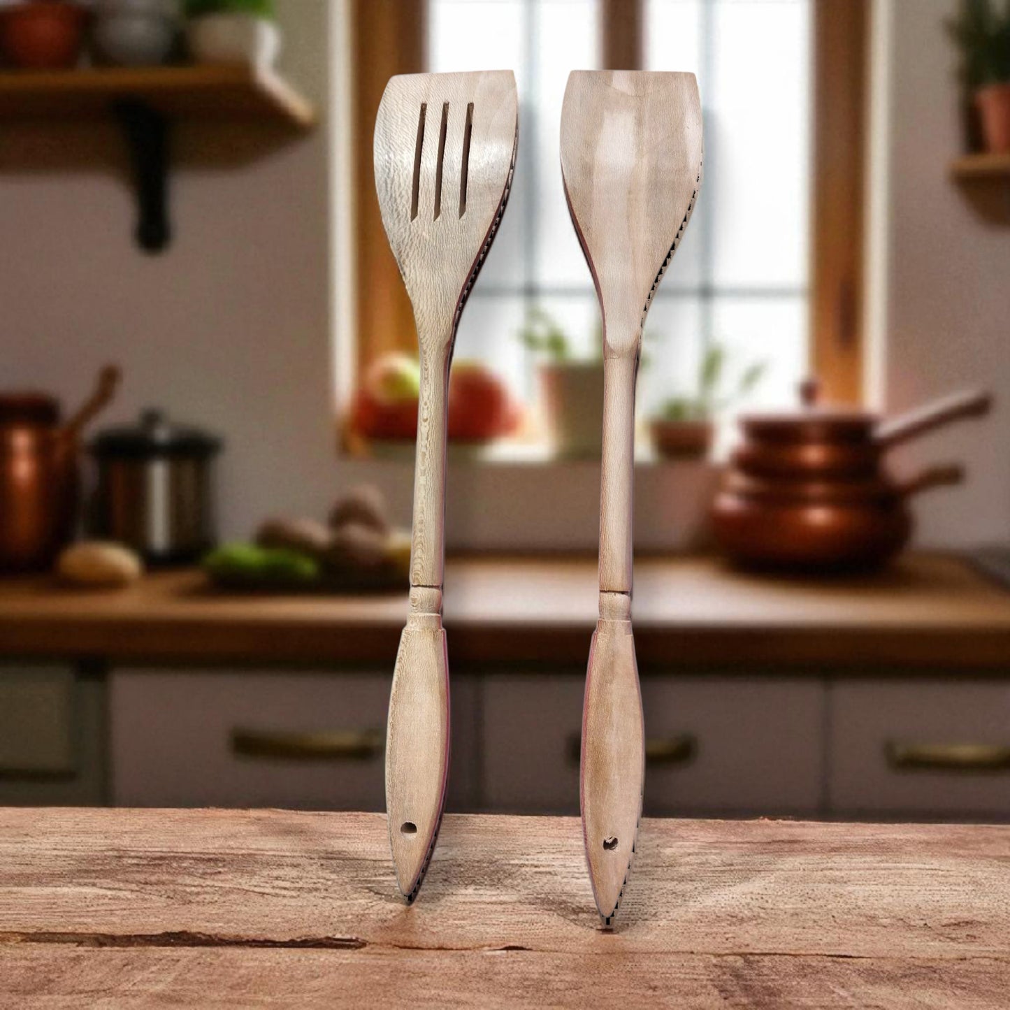 4-Piece Wooden Spatula & Spoon Kitchen Utensil Set – Natural & Bamboo Cooking Tools for Non-Scratch Use